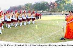 Principal Ma'am addressing the students