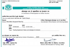 CBSE Certificate - Hearing Impairment Nature and strategies for inclusion