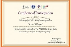 Certificate of Quiz by Ministry of AYUSH & MyGov, Govt. of India