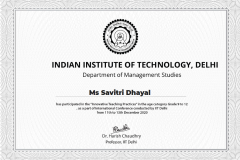 Eduexcellence Certificate by IIT Delhi